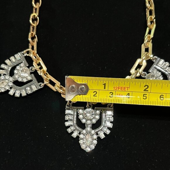 Stella & Dot for The Limited Two-Tone Art Deco Rhinestone Statement Bib Necklace - Picture 10 of 11
